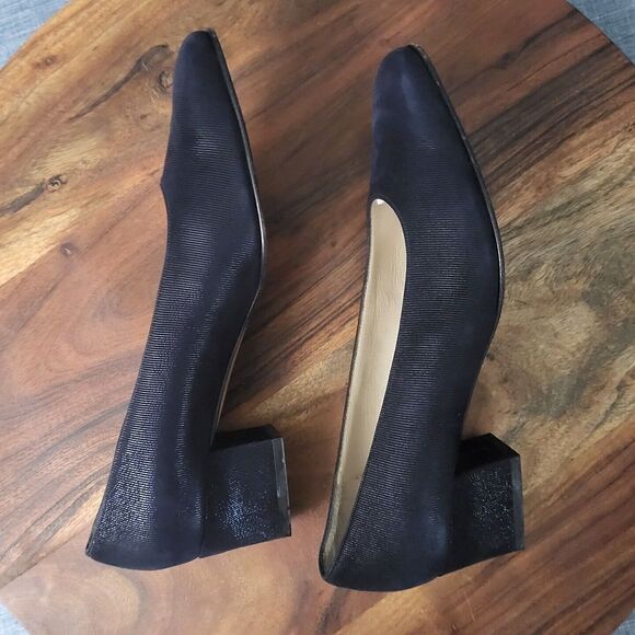 Salvatore Ferragamo Classic Block Heel Pumps Designer Italy Black Size 8B - Picture 4 of 14